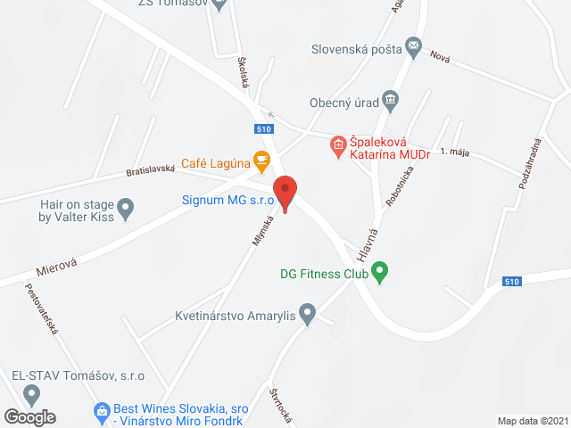 Google map: Mlynská 1 900 44 Tomášov